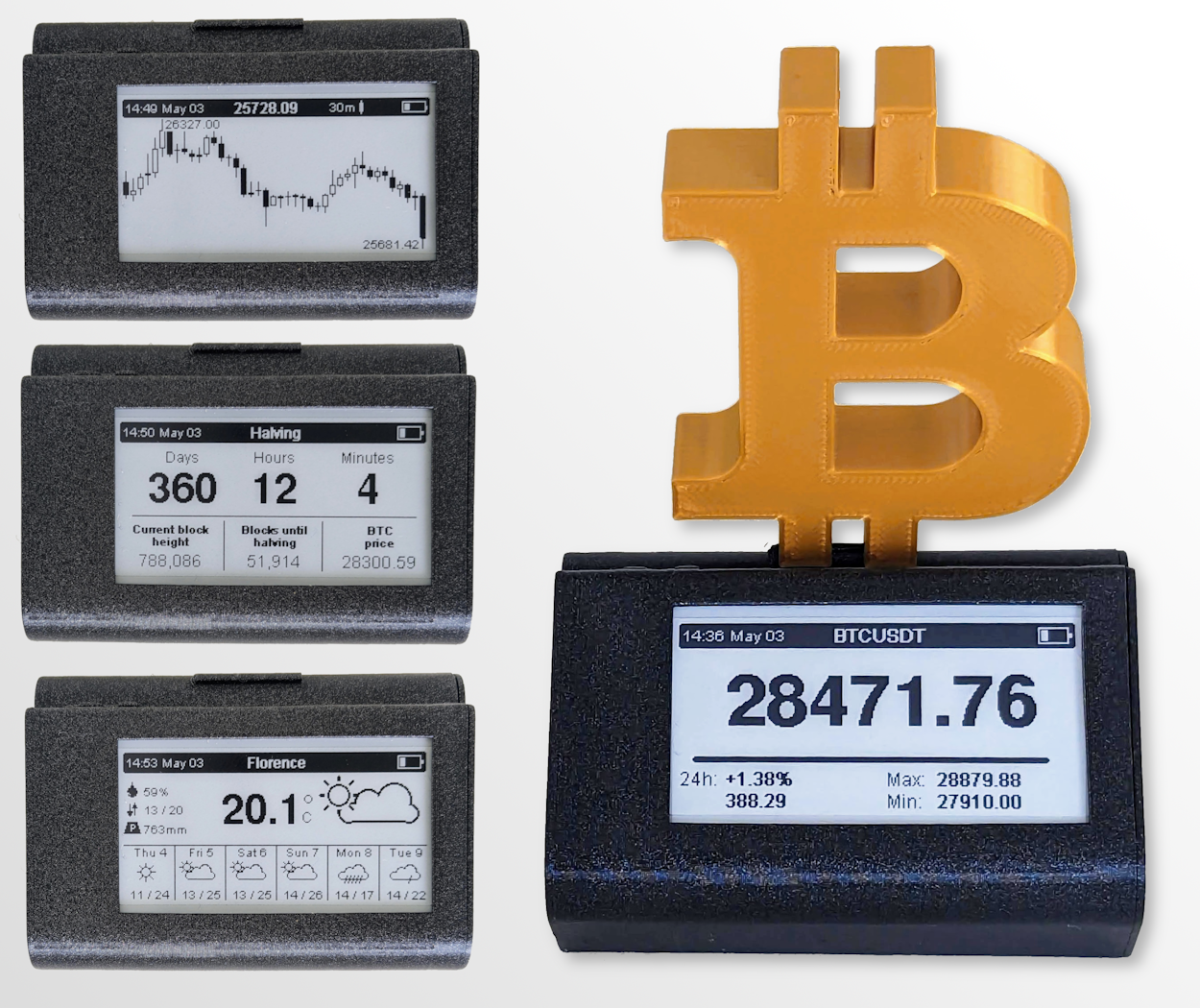 Bitcoin e-paper price tracker