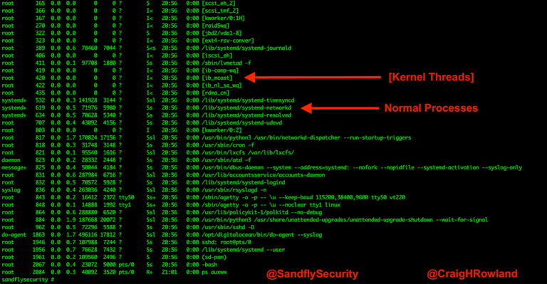 Linux Kernel Threads vs. Normal Processes