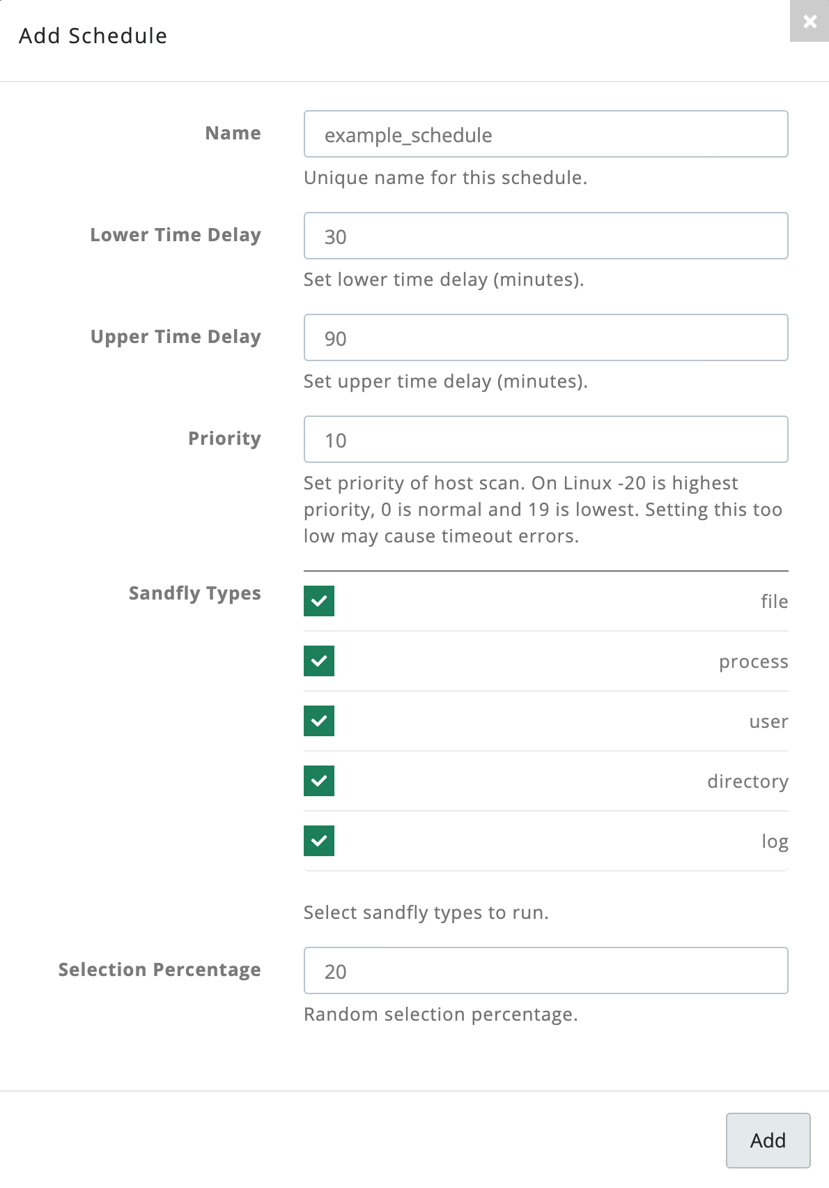 Sandfly Random Scheduler with Priority Feature