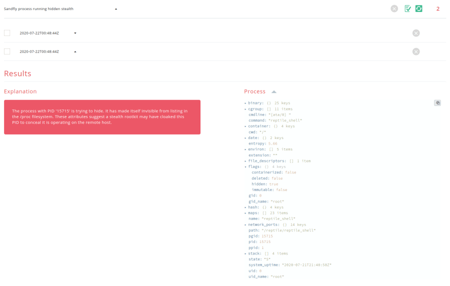 Decloaked Reptile Rootkit Process on Linux