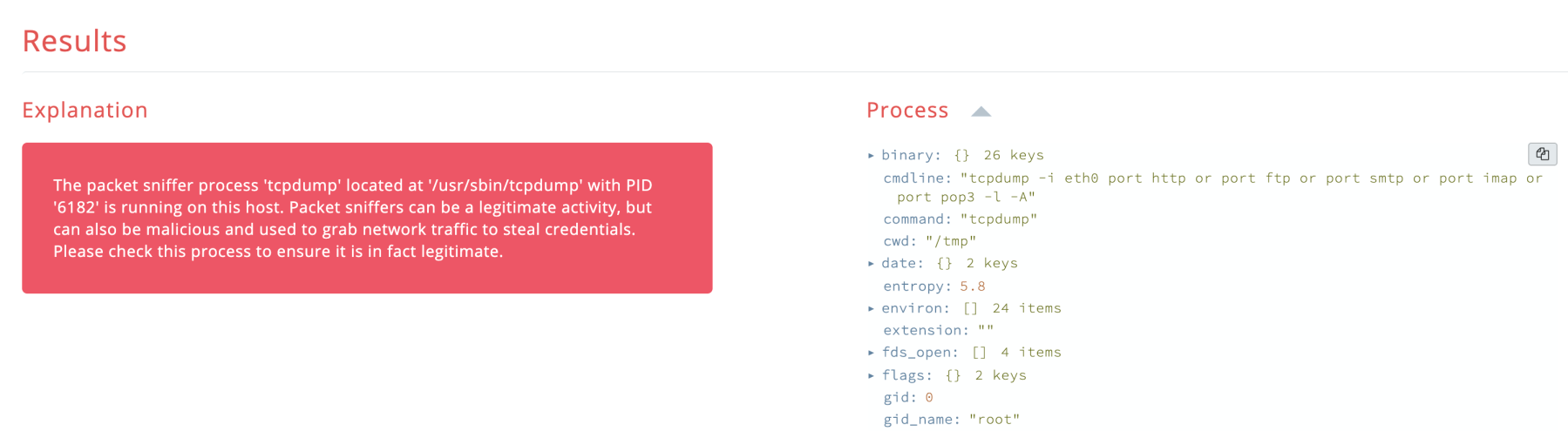 Linux tcpdump Process Running