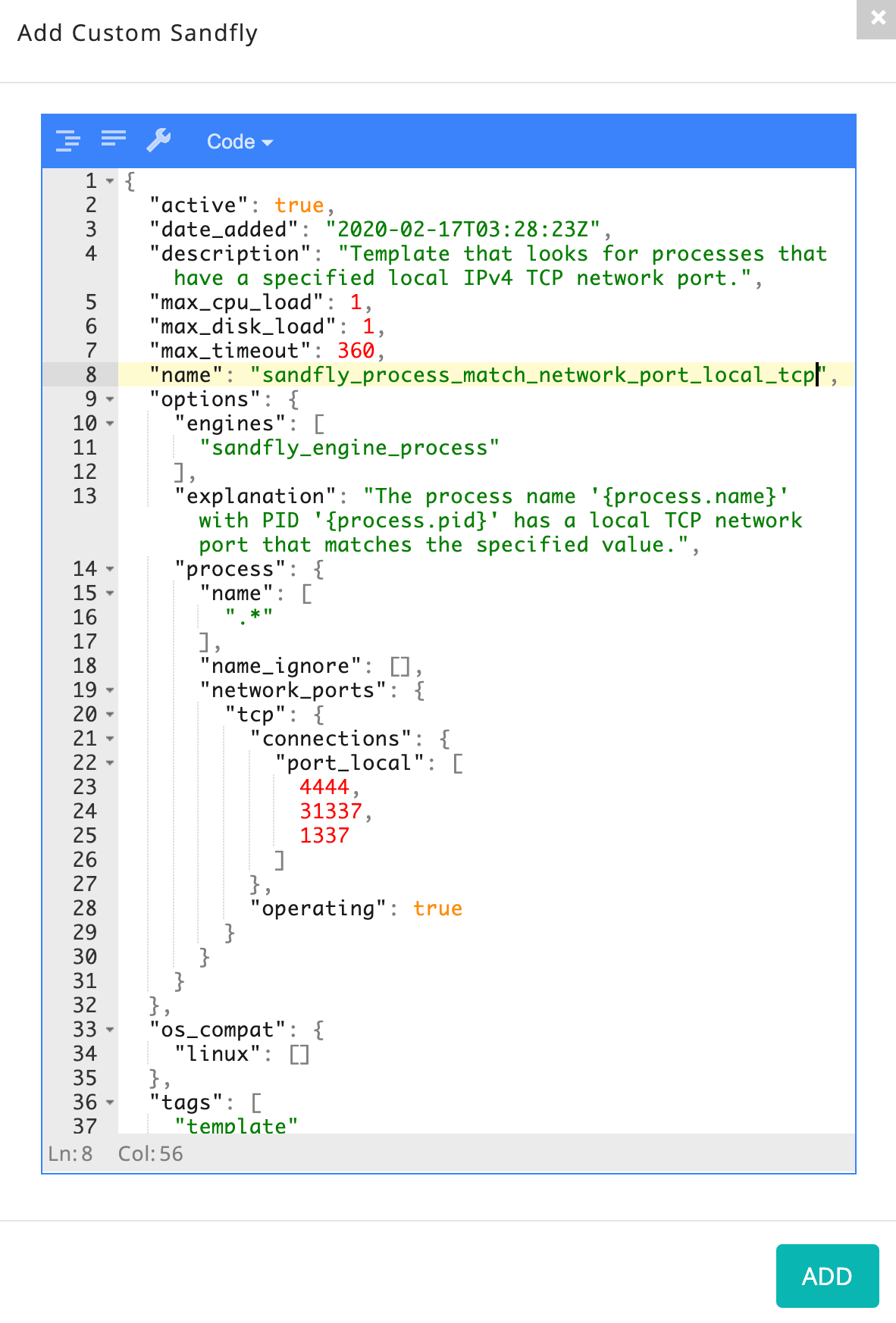 Custom Sandfly to look for suspicious TCP ports in use.
