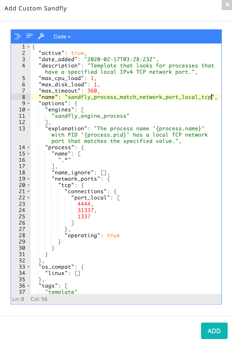 Custom Sandfly to look for suspicious TCP ports in use.