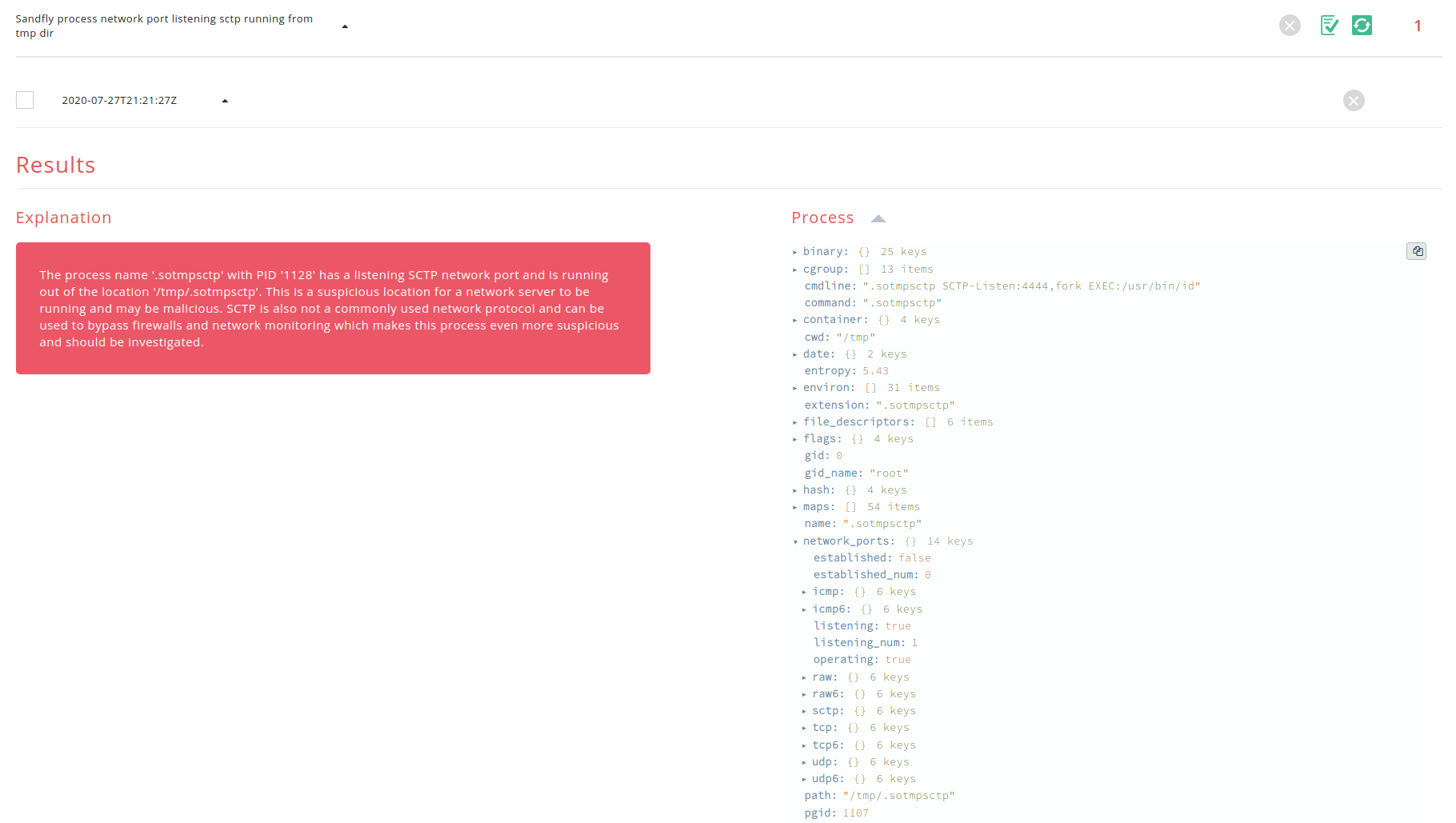SCTP Backdoor Running from Linux /tmp Directory