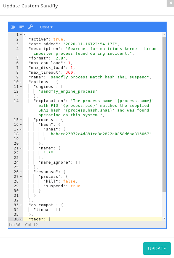 Custom Sandfly to Suspend Malicious Linux Process During Incident