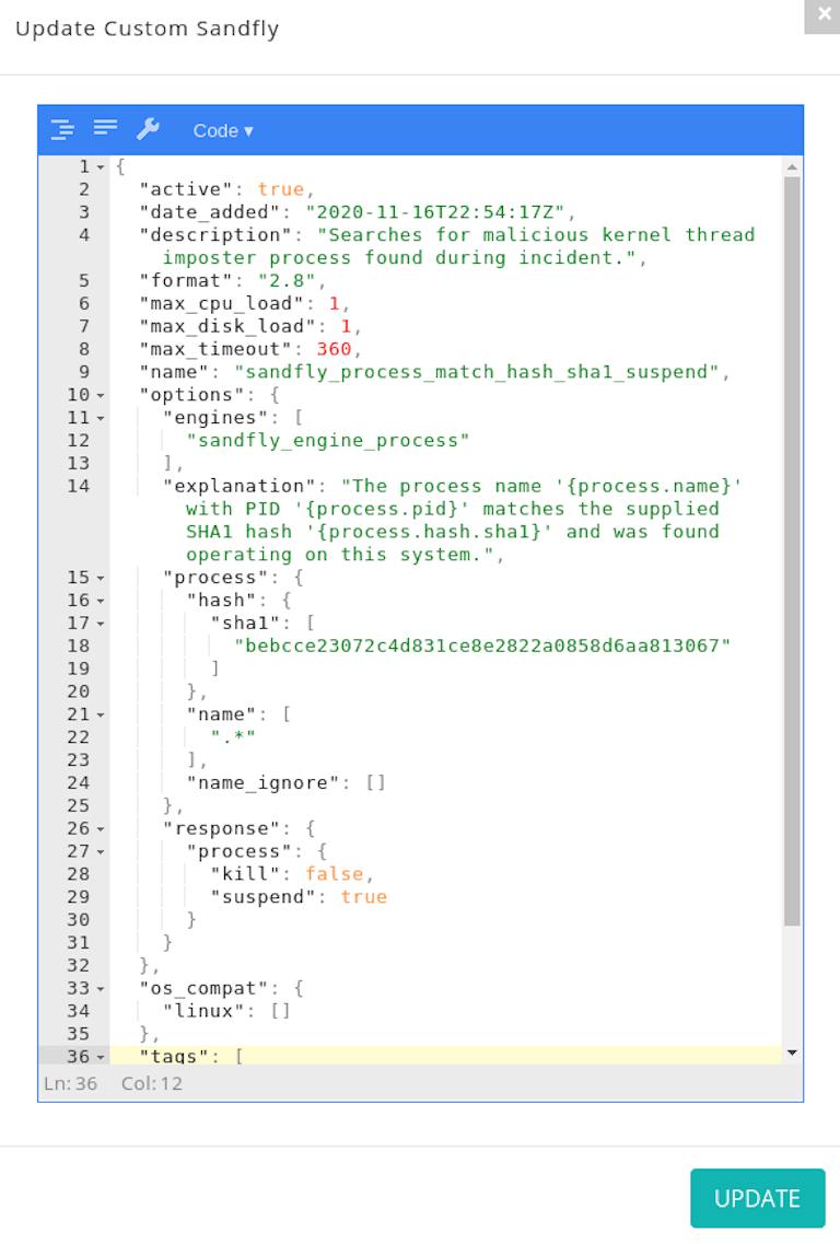 Custom Sandfly to Suspend Malicious Linux Process During Incident