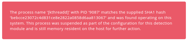 Custom Sandfly Suspends Malicious Linux Process