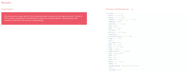 High Entropy Malware Process on Linux