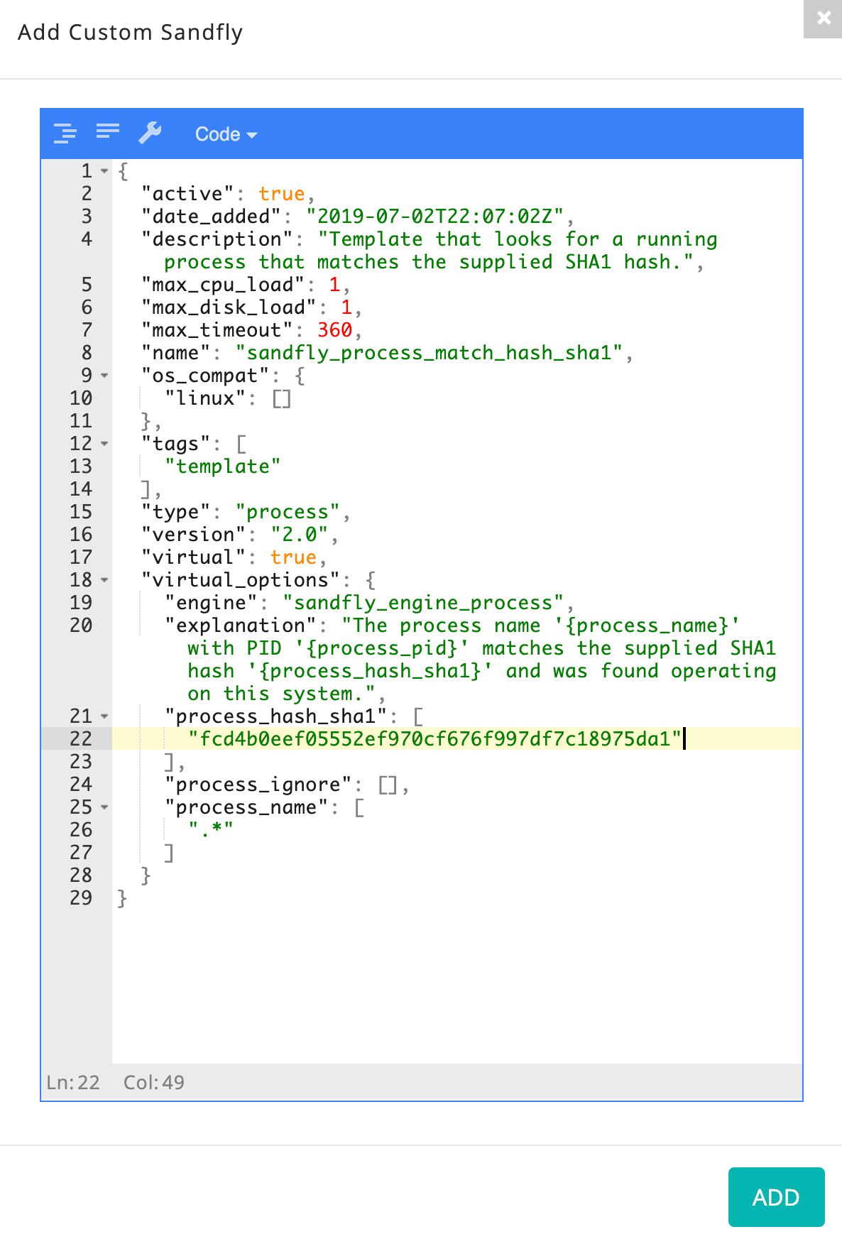custom process hash example