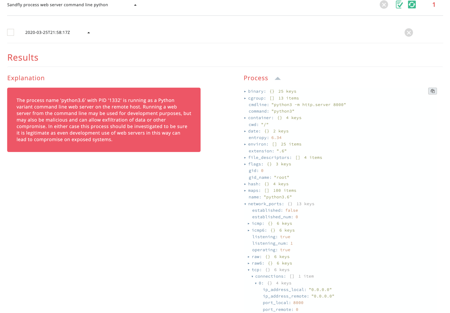 Command Line Python Web Server Detected