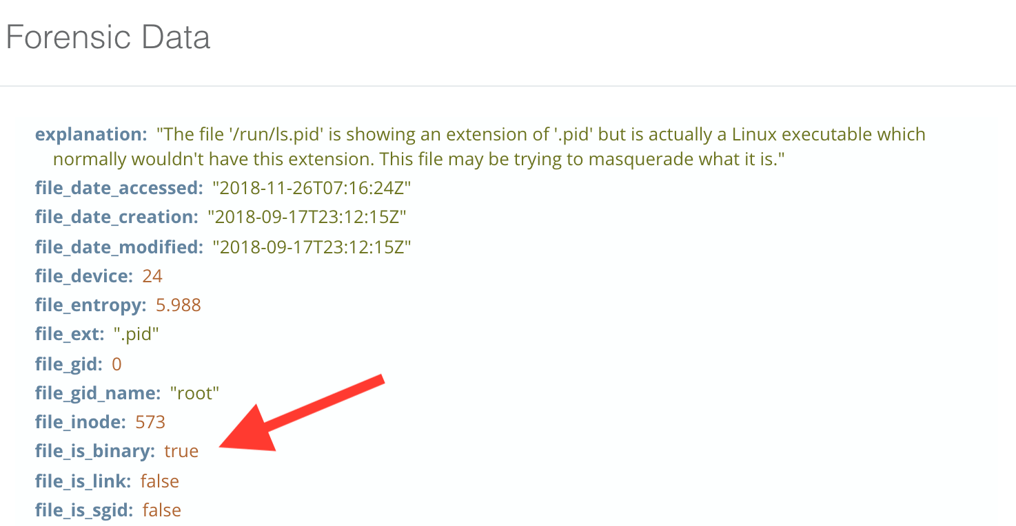Linux binary file masquerading as text.