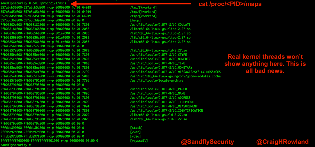 Using Linux /proc maps to Detect Kernel Masquerading