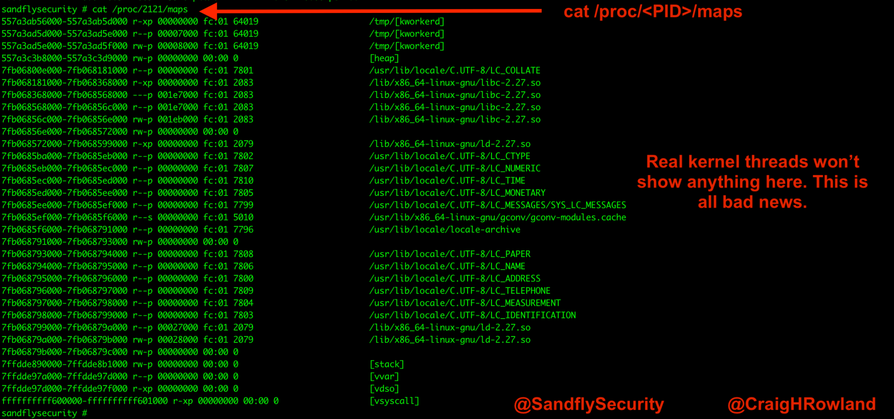 Using Linux /proc maps to Detect Kernel Masquerading
