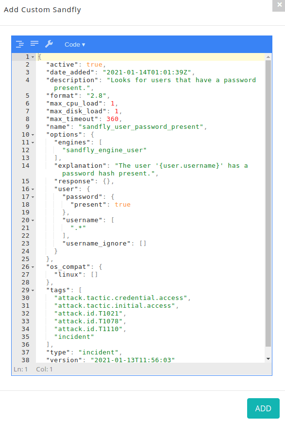 User password preset