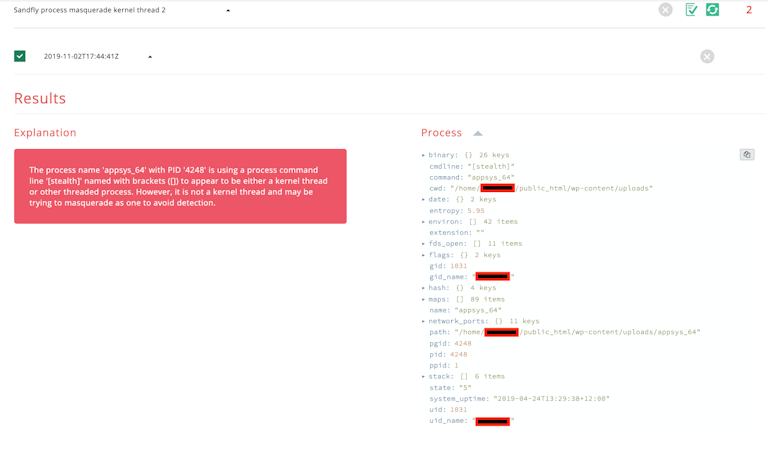 Linux Kernel Thread Process Masquerading Intrusion Detection