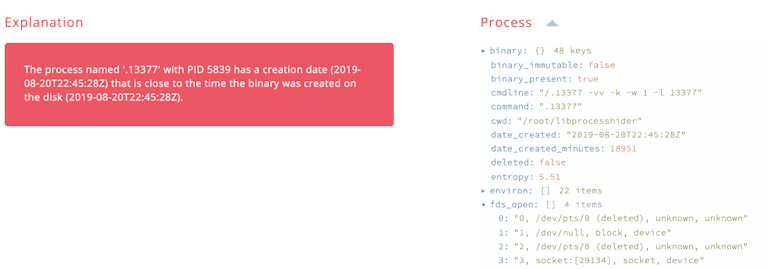 Process and binary creation time example