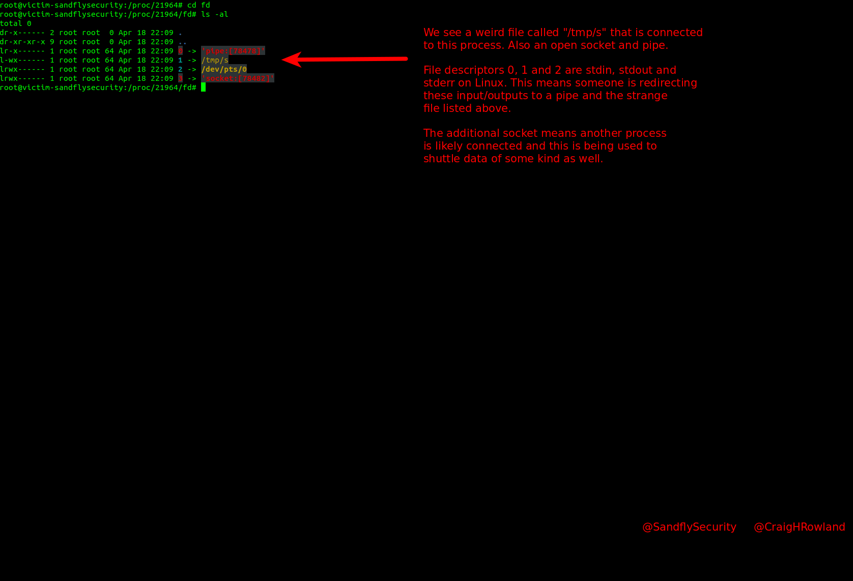 Investigating Linux compromise suspicious file descriptors.