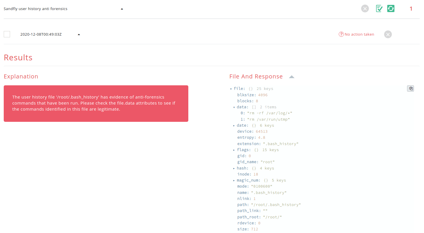 Linux log file anti-forensics detected.