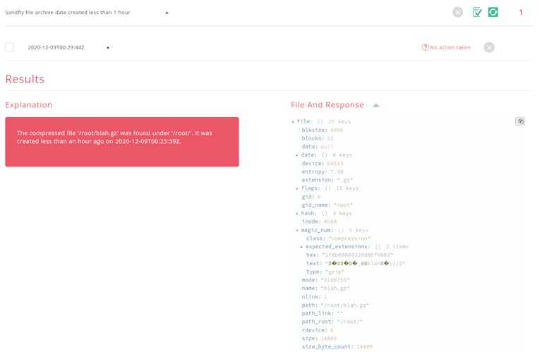 File archive date created in less than 1 hour