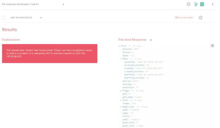 Sandfly finds a suspicious named pipe on Linux.