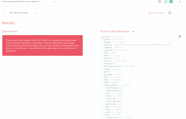 OpenSSL reverse bindshell backdoor detected on Linux.