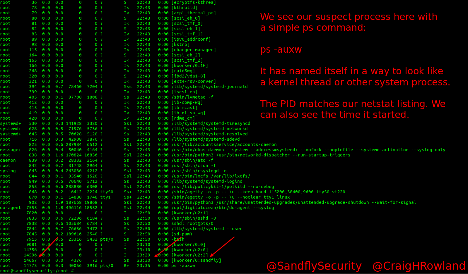 FIleless Linux Attack ps Listing