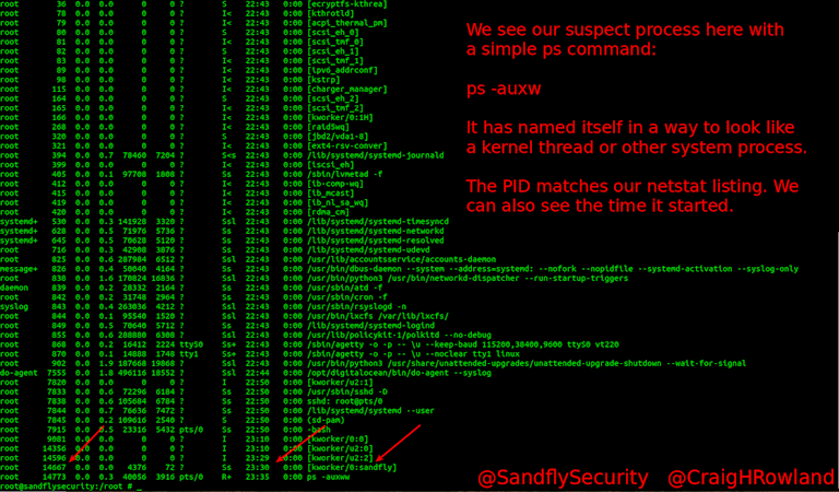 FIleless Linux Attack ps Listing