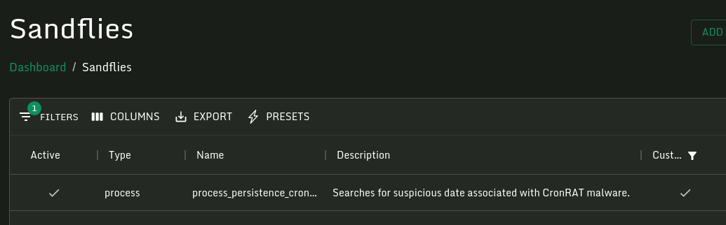 Check Custom Sandflies Are Active