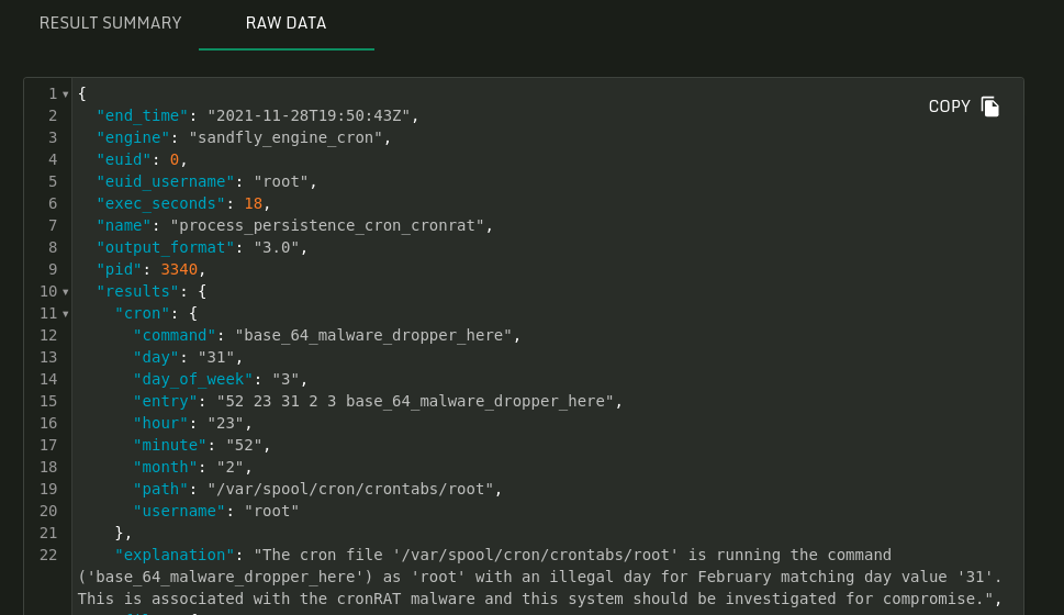 CronRAT Bogus Date Raw Forensic Data