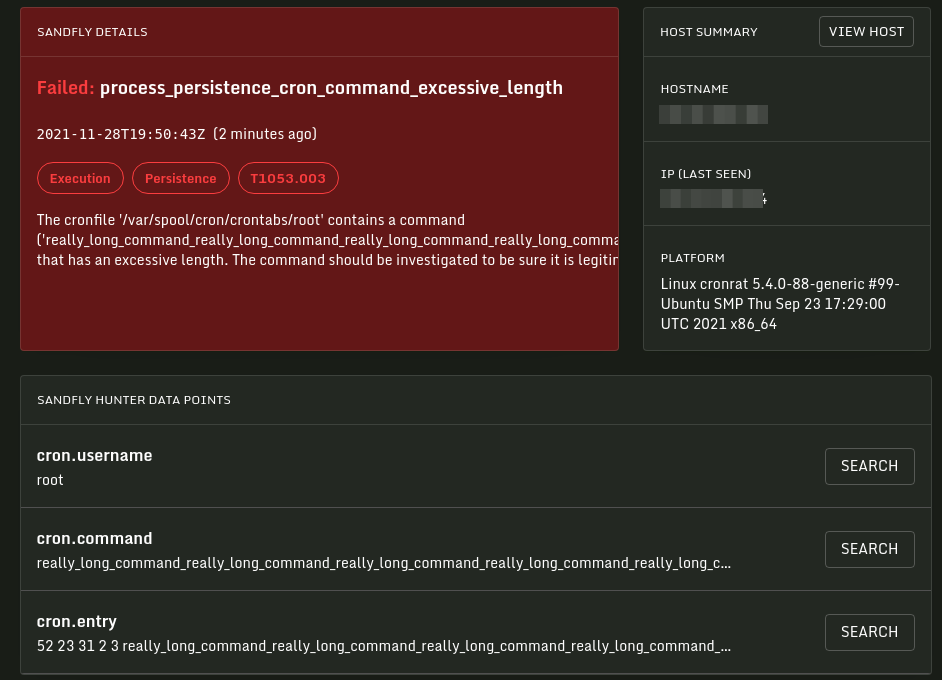 CronRAT Excessive Crontab Command Length Found