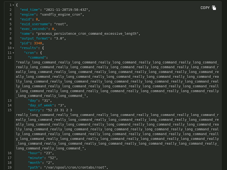 CronRAT Excessive Crontab Command Length Found Raw Forensic Data