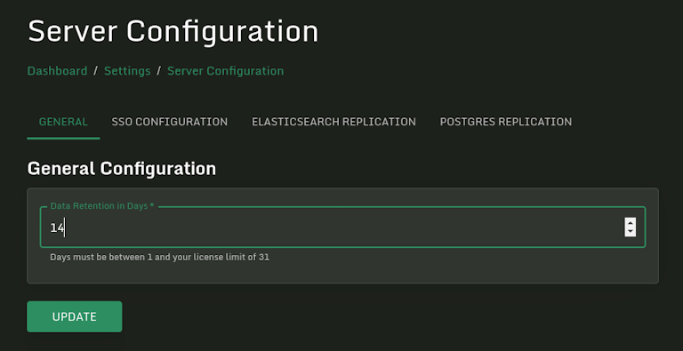 Extending data retention days.