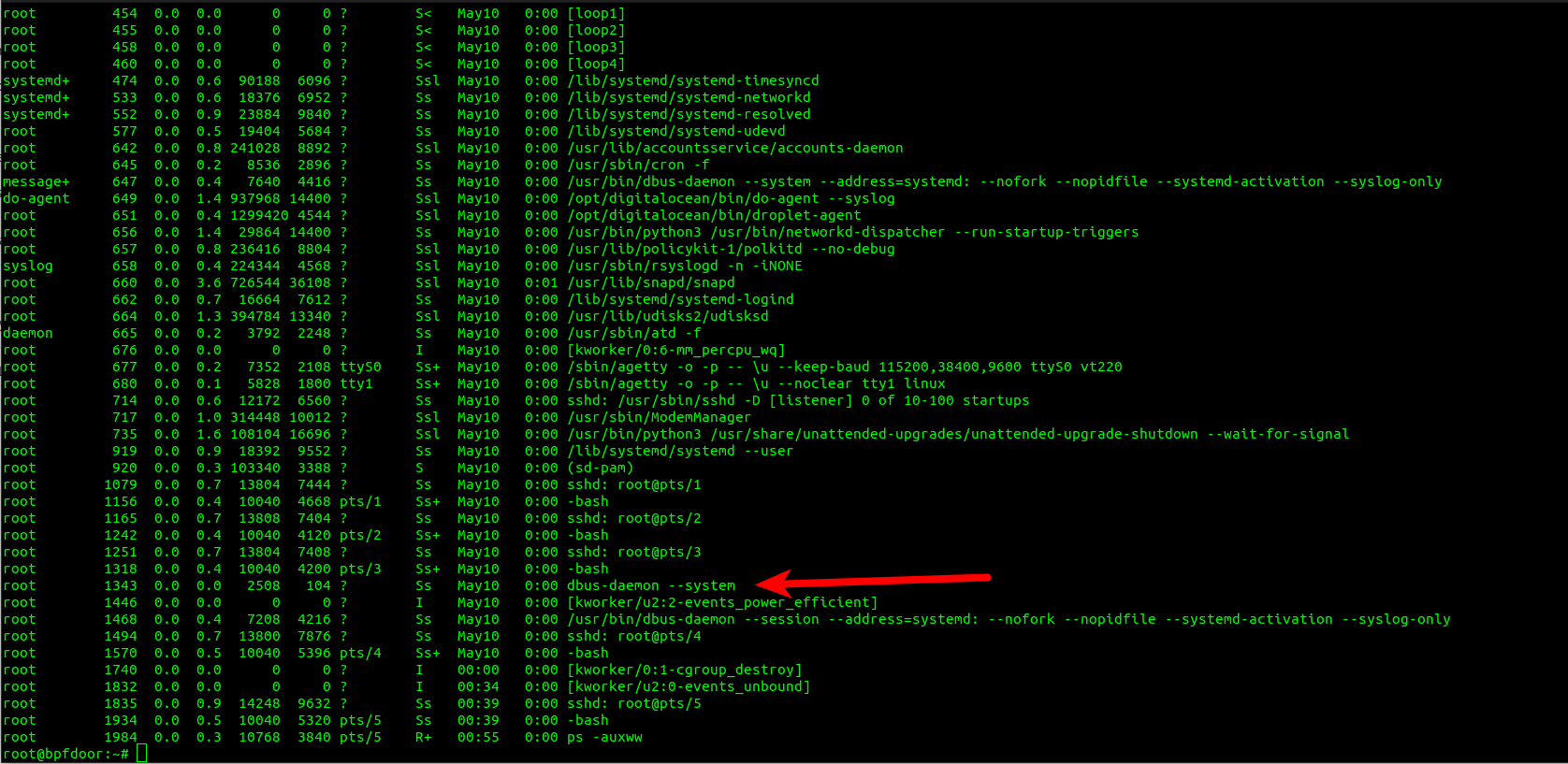 BPFDoor Masquerading as dbus-daemon