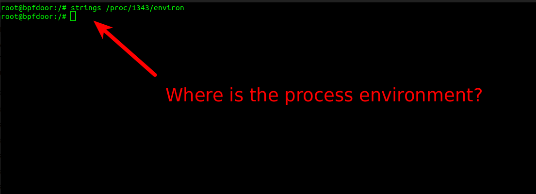 BPFDoor process environment evasion.