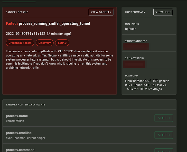 BPFDoor sniffer detected.