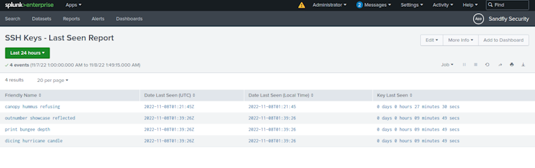 SSH Key Tracking Last Seen Date