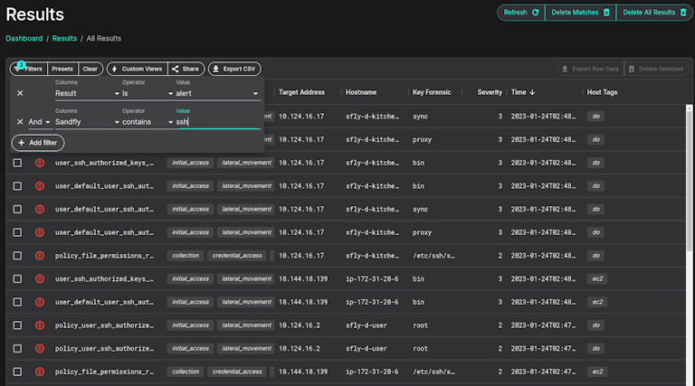 Building a custom filter UI view in Sandfly.