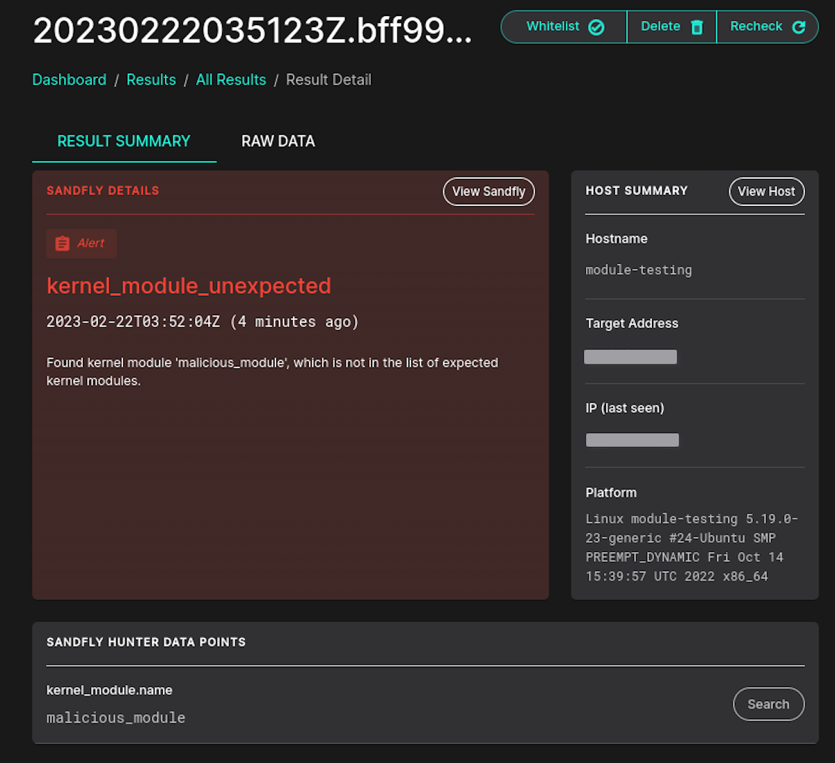 Unexpected Linux kernel module detected.