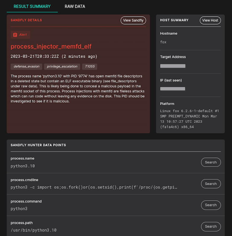 memfd_create fileless attack on Linux.