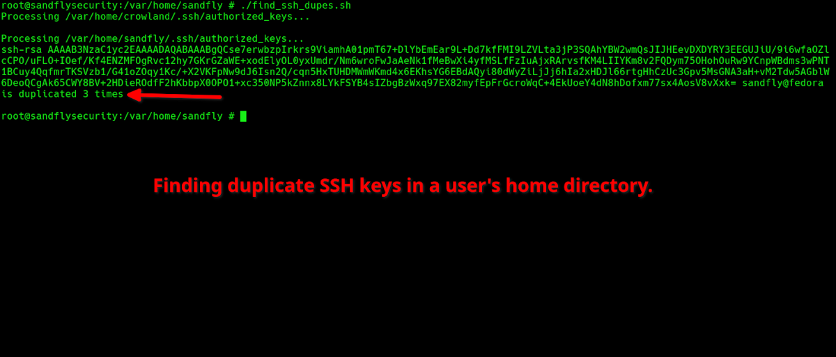 Finding duplicate SSH keys on Linux.
