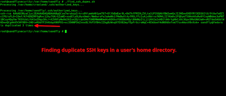 Finding duplicate SSH keys on Linux.