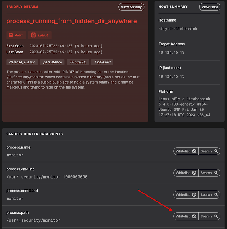 Sandfly rapid whitelist based on hunter data.