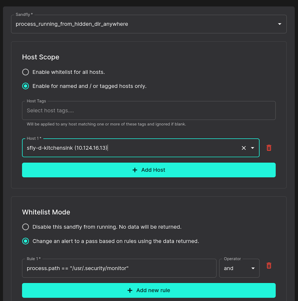 Enabling whitelist for all hosts, tagged hosts, or individual hosts.