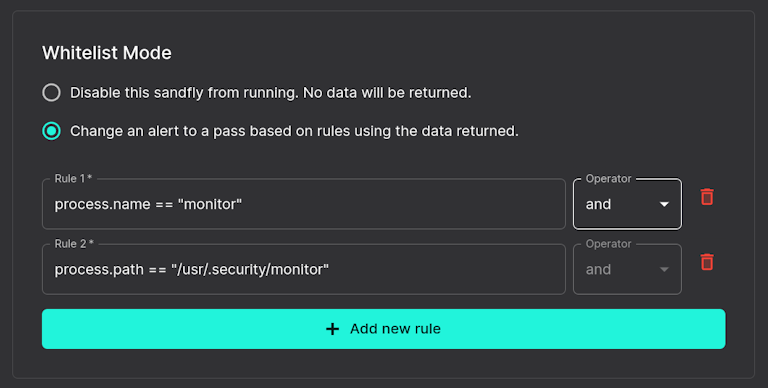 Loose match whitelist rules.