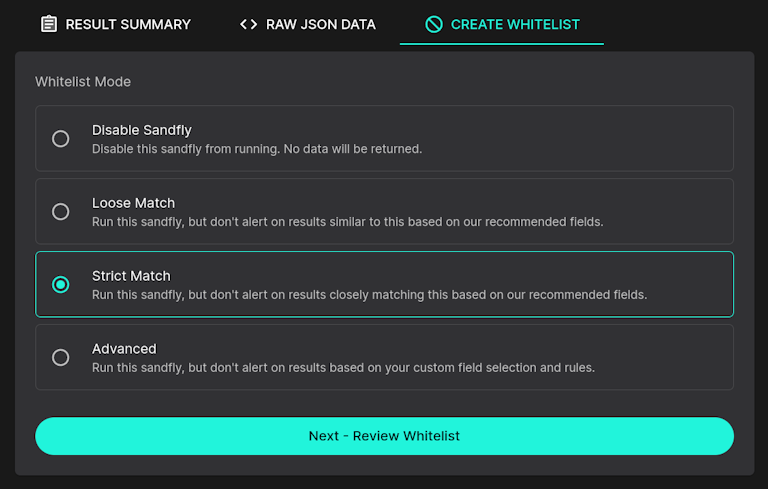 Strict match whitelisting.