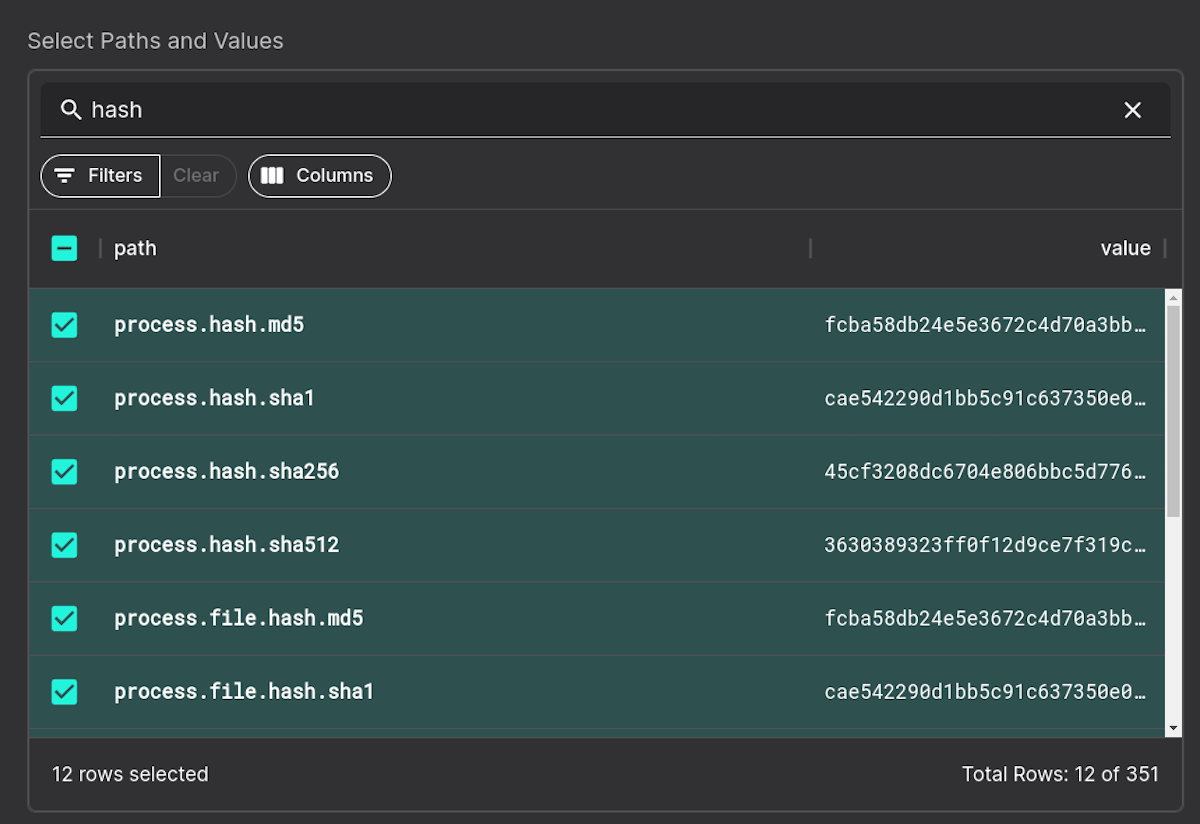 Selecting cryptographic hashes for a whitelist process on Linux.