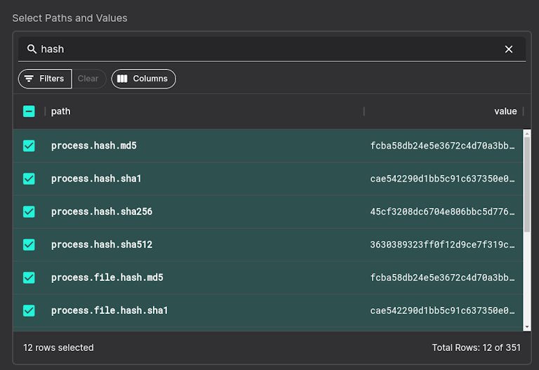 Selecting cryptographic hashes for a whitelist process on Linux.